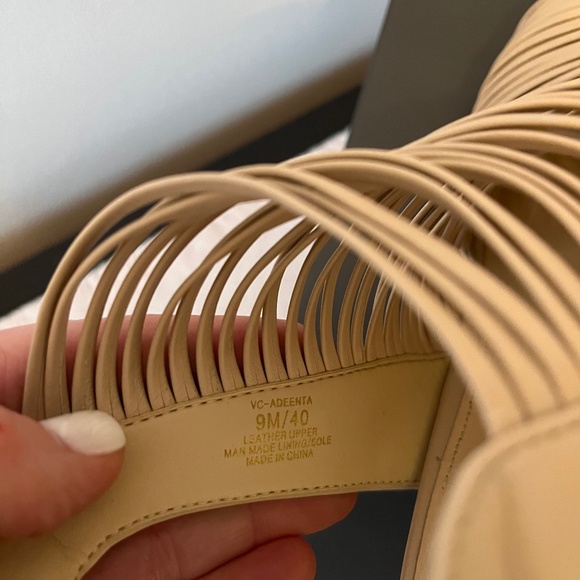 Women's "Vince Camuto" Tan Open Toe Leather Heels, Size 9 - WORN ONCE - Picture 4 of 4